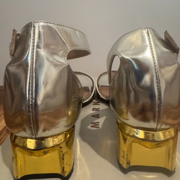 Marni, 38.5, Silver + Gold Sandal - Picture 2 of 8